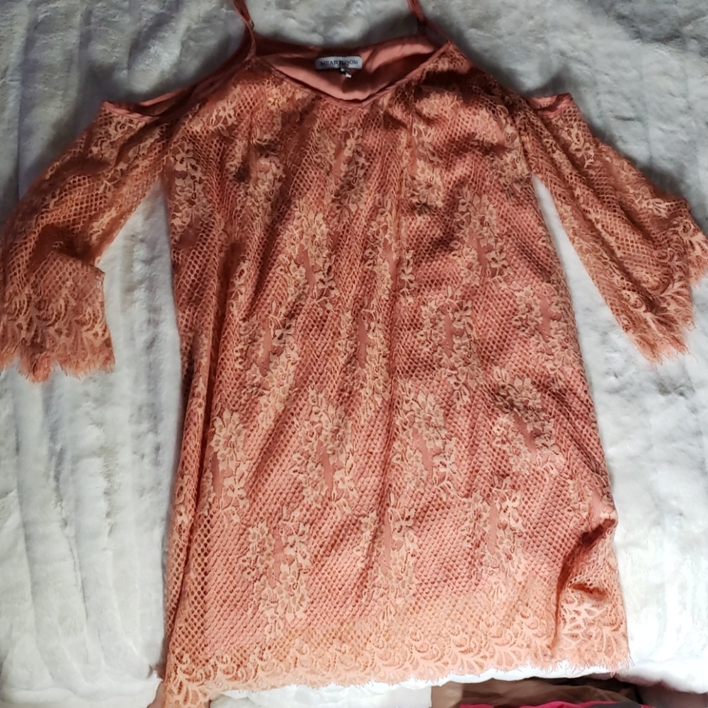Pink off the shoulder heirloom dress from revolve